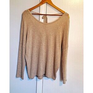 Wrangler Womens Southwestern Beige Knit Low Open Back Sweater Crochet Design XL